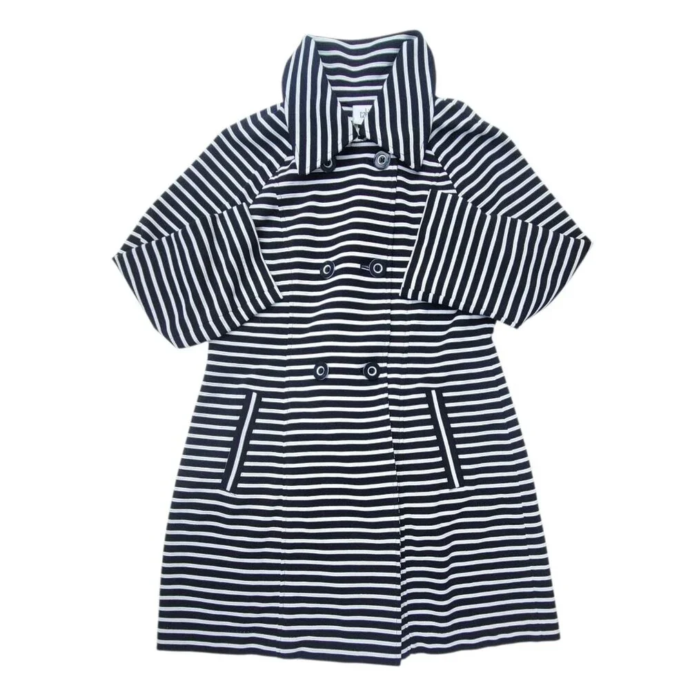 Cabi Womens Striped Double-Breasted Coat Blue White Nauticle Preppy - Picture 6 of 16